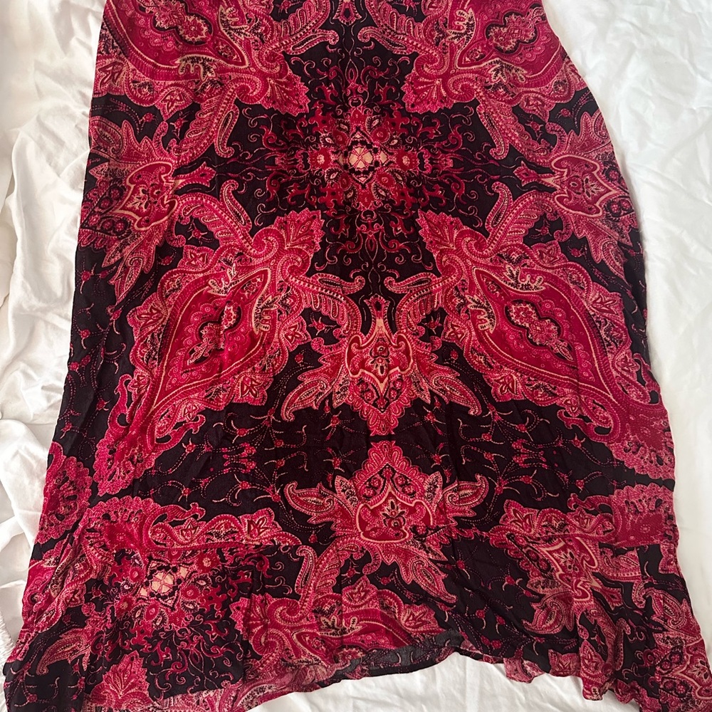 Free People Red and Black Paisley Skirt